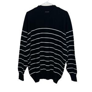 Universal Standard women's Black Stripe cotton sweater Large 22-24 Mock Neck S9